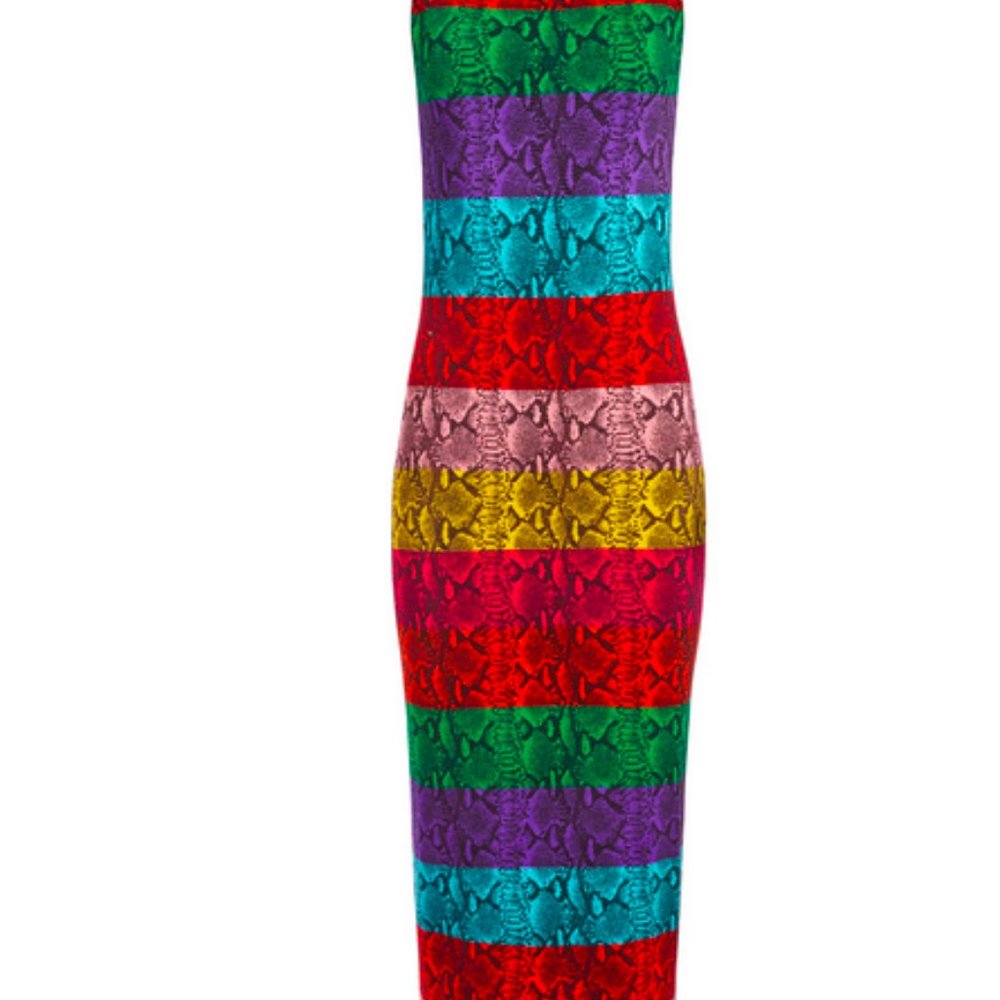 Alice + Olivia Delora Rainbow Snake Dress NWT - Picture 5 of 5